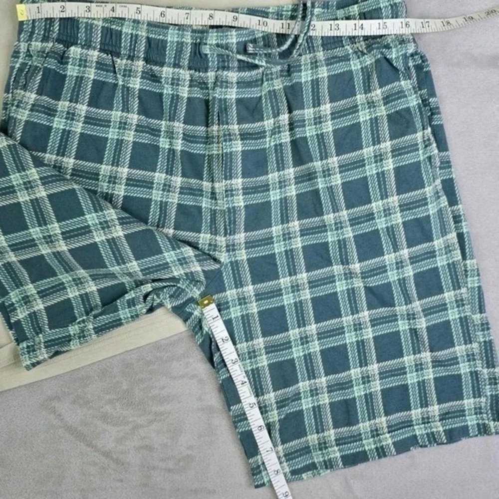 Sonoma Mens Lounge Pajama Set Tan T-Shirt L Green Plaid Shorts‎ M Loungewear